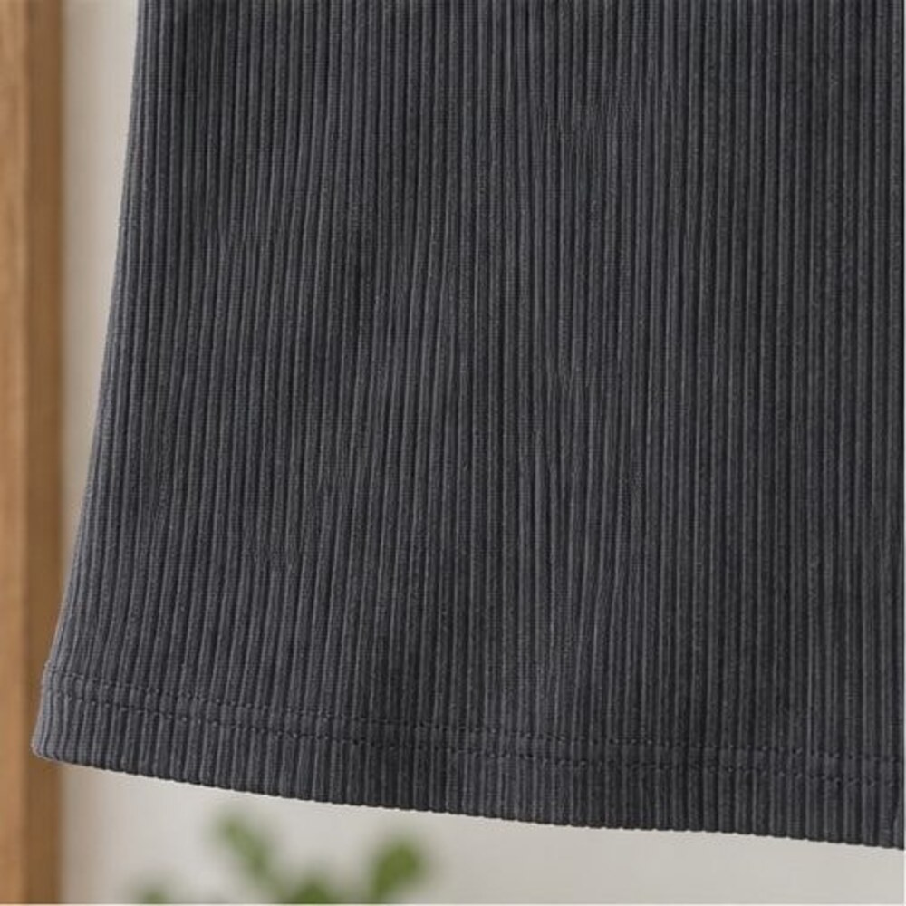 Charcoal Ribbed Square Neck Top - Picture 6 of 6